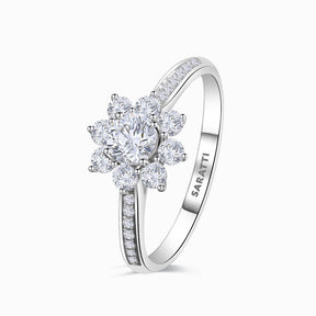 White Gold Fortune Compass Natural Diamond Engagement Ring | Saratti Diamonds 