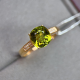 Cushion Tourmaline Solitaire with Diamond Shoulders