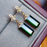 Gothic-Inspired Emerald Tourmaline and Diamond Earrings