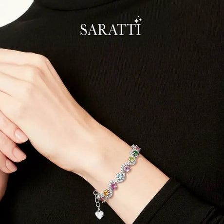 Symphony d’Arc multi-color tourmaline bracelet in sterling silver | SARATTI