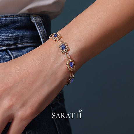 Natural Tanzanite Bracelet in 18K Yellow Gold | Saratti Jewelry