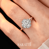 Rose and White Gold Natural Diamond Engagement Ring 