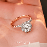 Milgrain detail natural diamond floral motif ring 