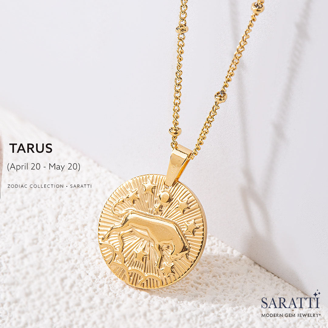 Tarus Gold Necklace in 18K Yellow Gold Zodiac Necklace | Saratti