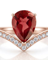Teardrop Tiara pink tourmaline ring with natural diamonds in 18K rose gold | SARATTI