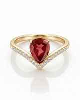 Teardrop Tiara pink tourmaline ring with natural diamonds in 18K yellow gold | SARATTI