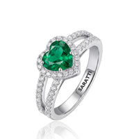 Heart Accord Natural Emerald & Diamond Ring