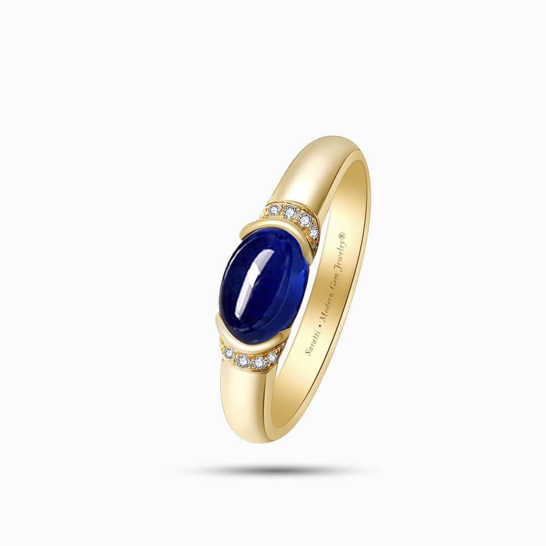 Tension Set Royal Blue Sapphire Gold Ring | Modern Gem Jewelry | Saratti 