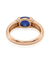 Tension set sapphire ring with soft modern band design in 18K rose gold | SARATTI