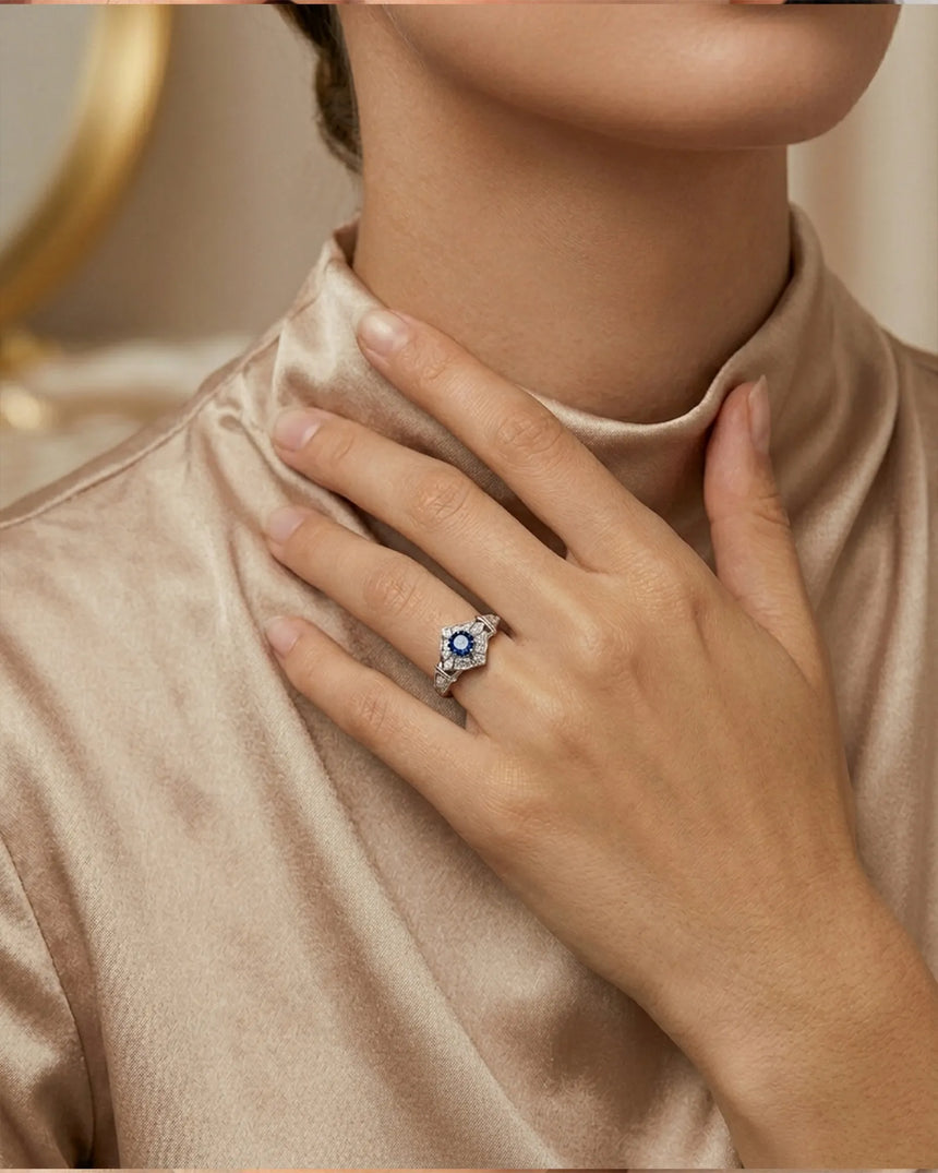 Teosoro Copto ring with blue oval center stone | SARATTI