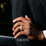 Textured roman numeral men’s wedding band 18k rose gold eternum band design | SARATTI