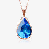 Thalassa’s Tear – Pear Cut Swiss Blue Topaz Pendant - SARATTI