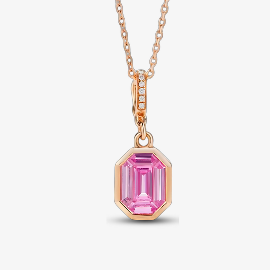 The Rose Prism - Pink Sapphire Pendant in Rose Gold