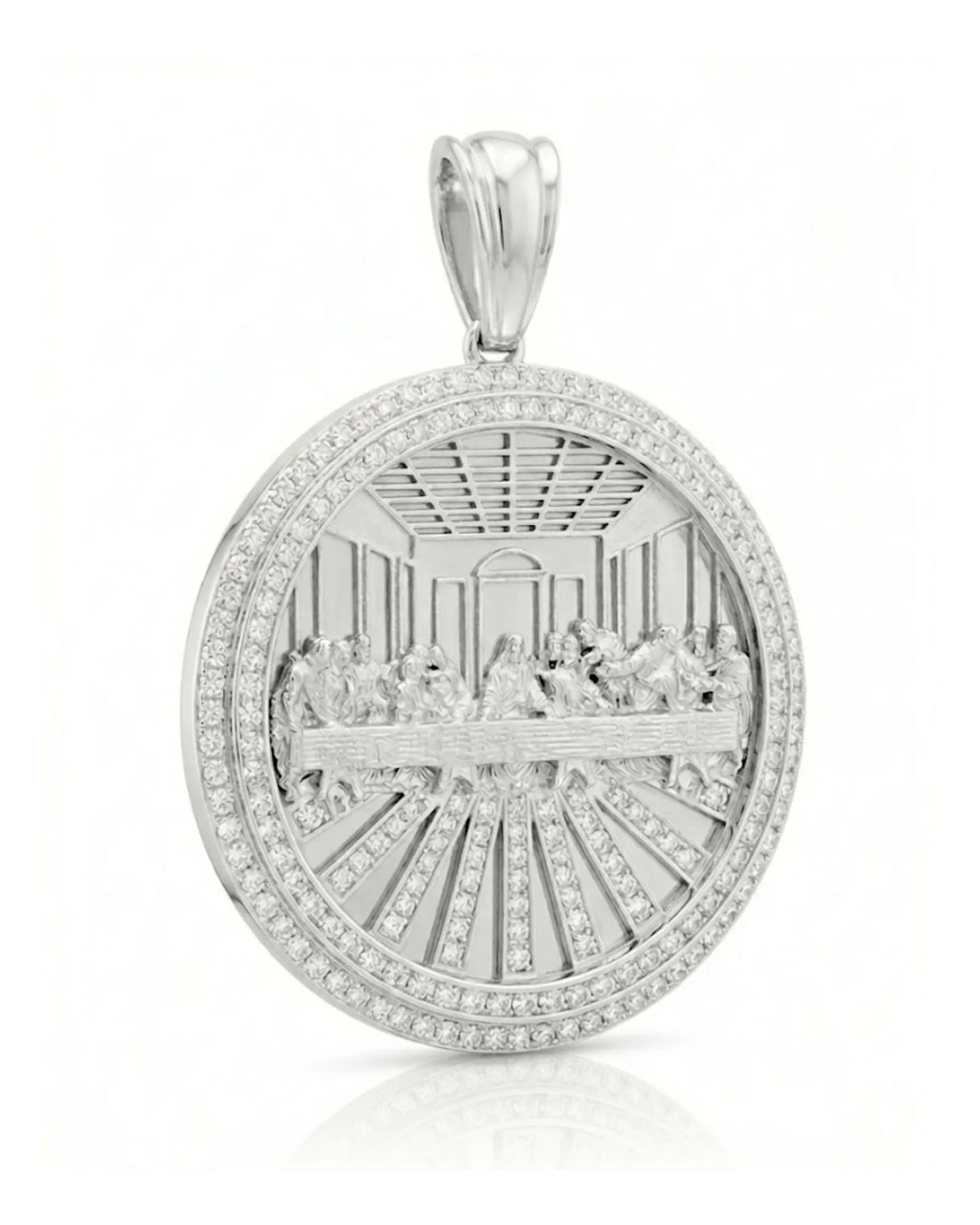 The Last Supper Diamond Pendant in Sterling Silver with lab grown diamond halo | SARATTI