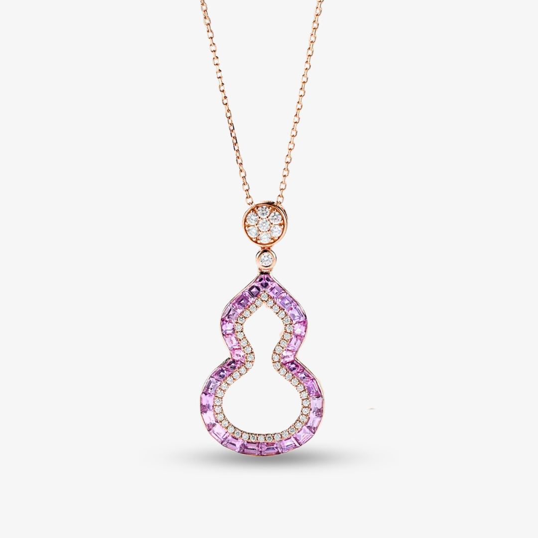 The Pink Sapphire & Diamonds Gourd Necklace | Saratti Jewelry