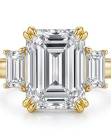 Three-stone diamond engagement ring in 18K yellow gold for an elegant romantic proposal - SARATTI