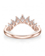 Tiara-inspired curved wedding band with pear-shaped diamonds in polished 18K rose gold, half-eternity design | SARATTI