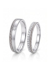 Timeless Bliss wedding band set with elegant matching design in refined polished platinum | SARATTI