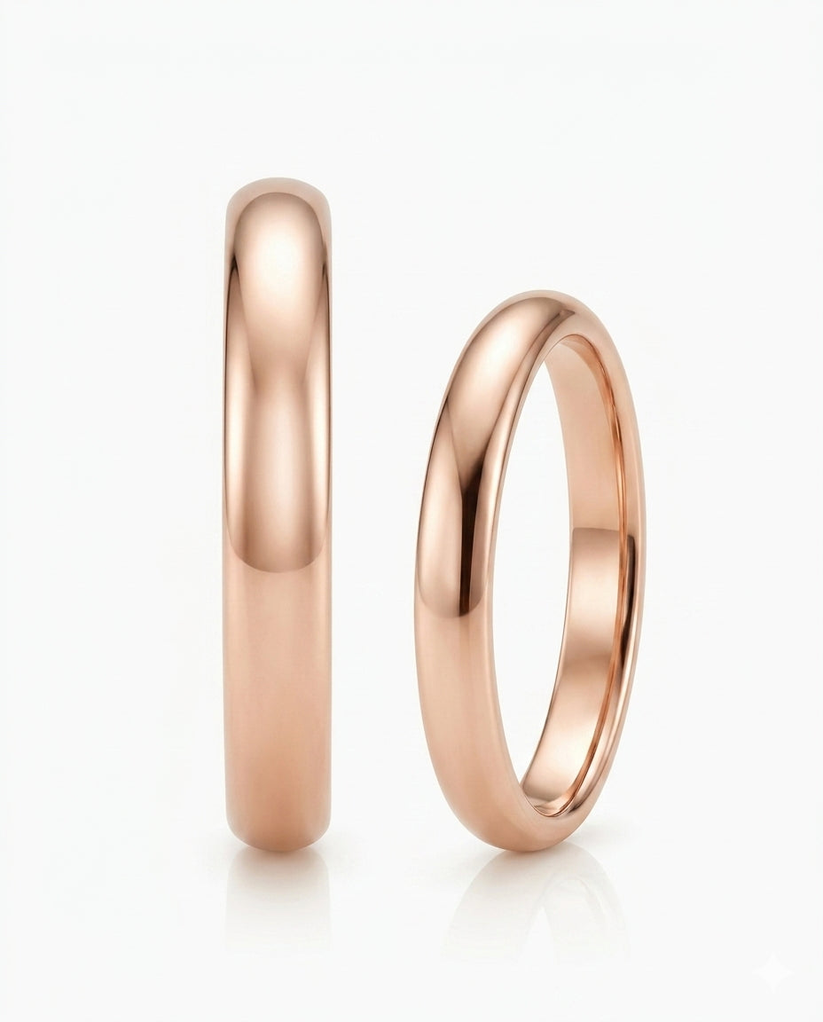 Timeless plain gold wedding band in 18K Rose Gold -- SARATTI