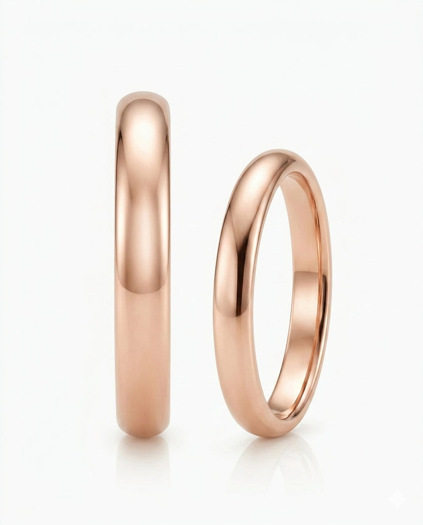 Timeless plain gold wedding band in 18K Rose Gold -- SARATTI