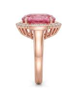 Tourmaline engagement ring with oval pink gemstone and diamonds in 18K rose gold | SARATTI