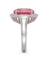 Tourmaline engagement ring with oval pink gemstone and diamonds in 18K white gold | SARATTI