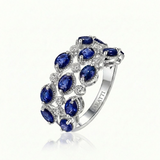 Trame Bleue blue sapphire and diamond ring in 18K white gold | SARATTI