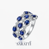 Trame Bleue blue sapphire and diamond ring in platinum | SARATTI