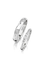 Tranquil Brilliance wedding set with elegant matching bands in refined polished platinum | SARATTI