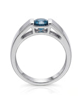 Treated blue diamond men’s wedding band designed for distinctive commitment wear in platinum | SARATTI