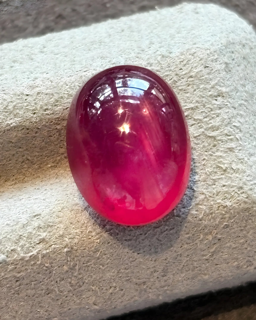 Treated glass-filled Natural Ruby loose gemstone display view | SARATTI