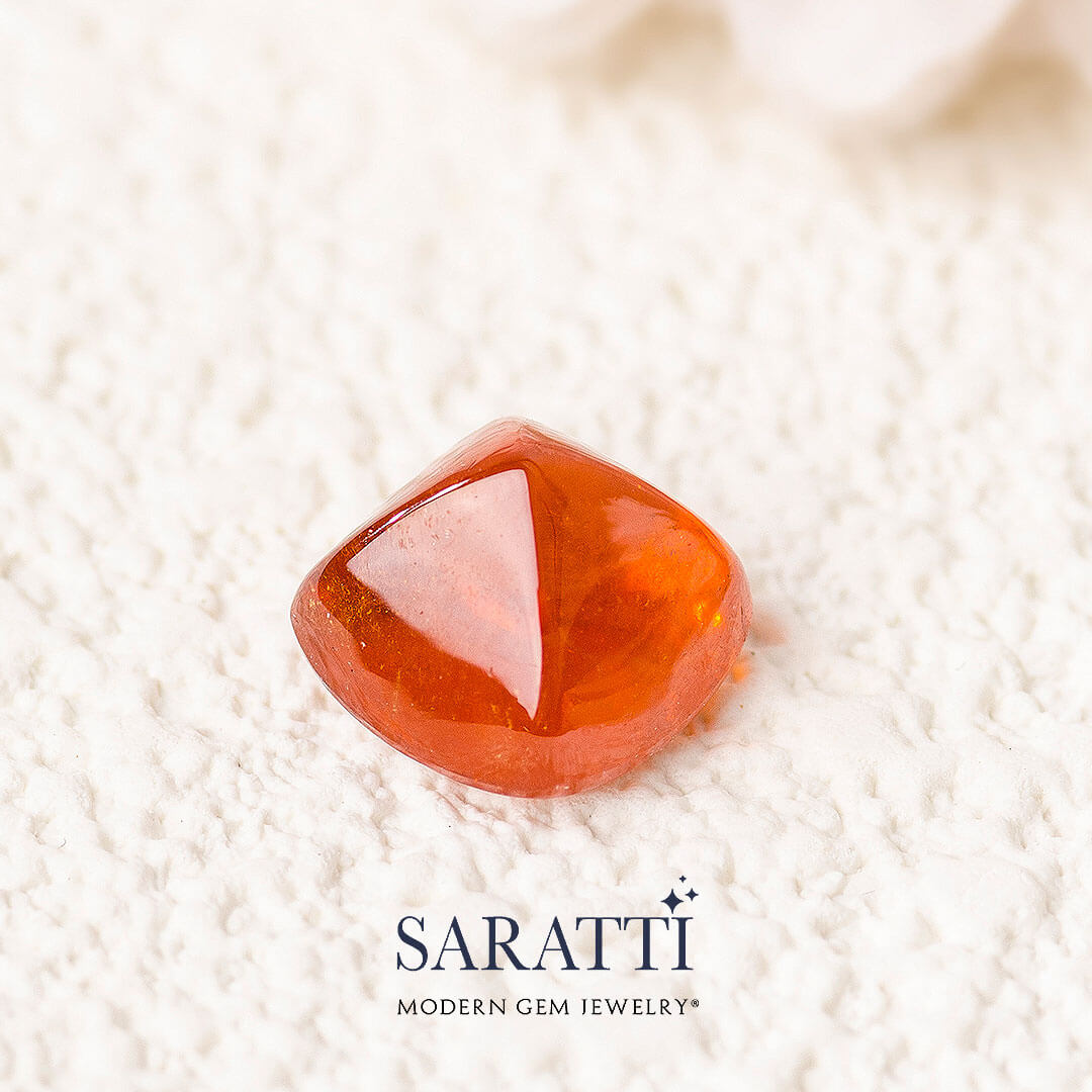 Hessonite Orange Garnet Sugarloaf Gem| Modern Gem Jewelry | Saratti