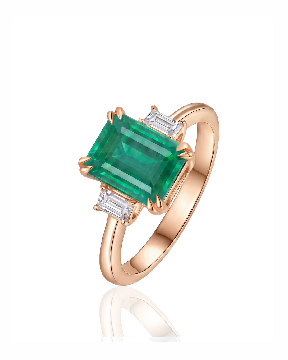 Trinity Accord natural emerald and diamond ring in 18K Rose Gold | SARATTI