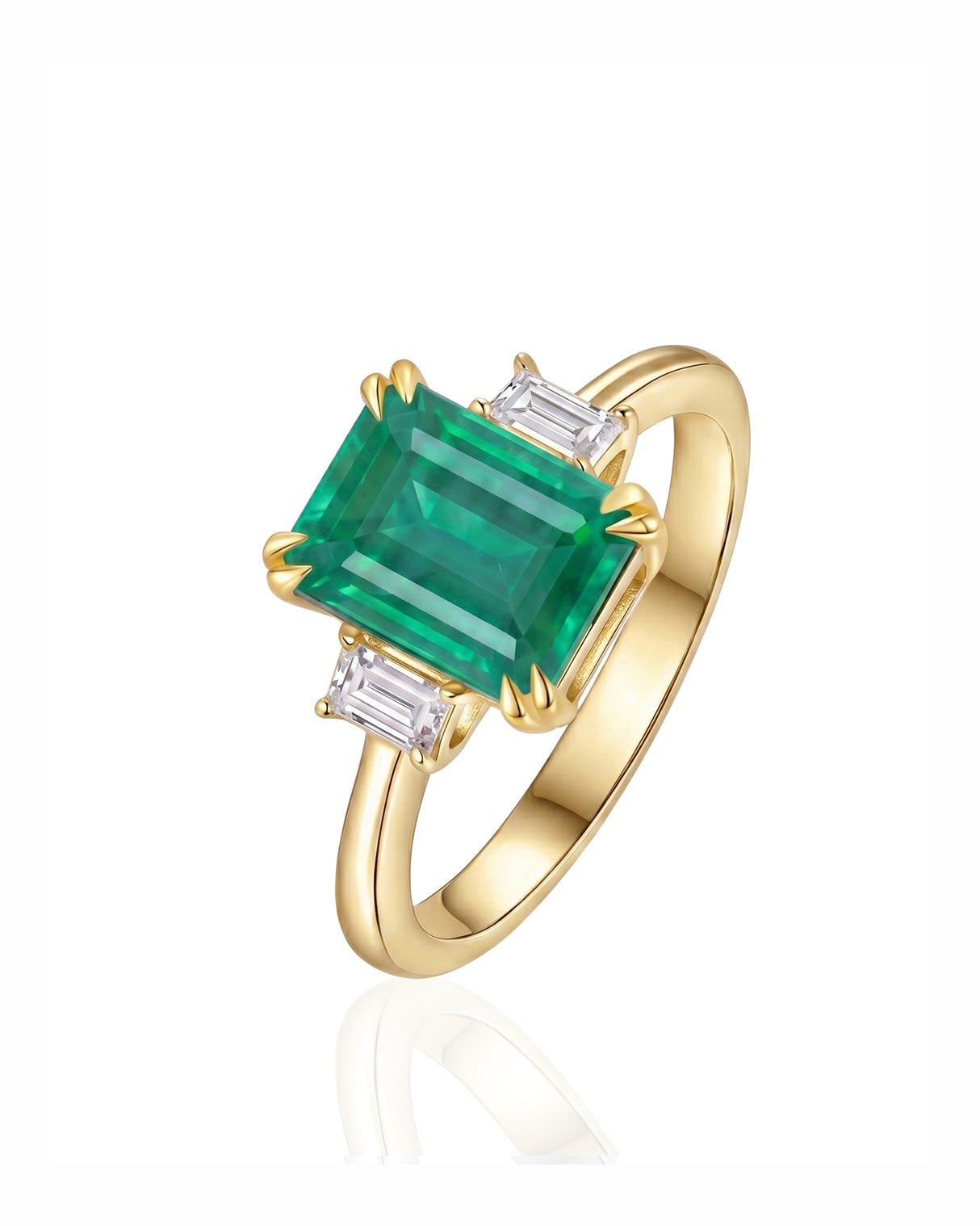 Trinity Accord natural emerald and diamond ring in 18K Yellow Gold | SARATTI