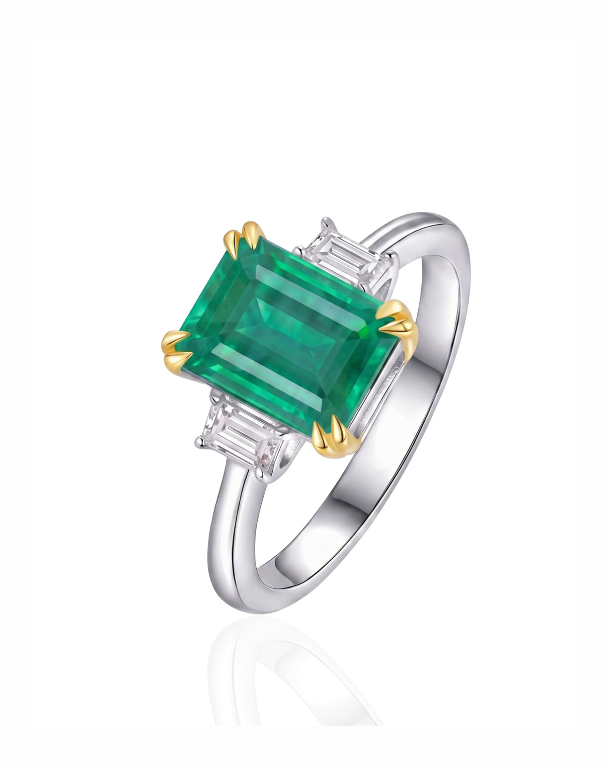 Trinity Accord natural emerald and diamond ring in Platinum | SARATTI