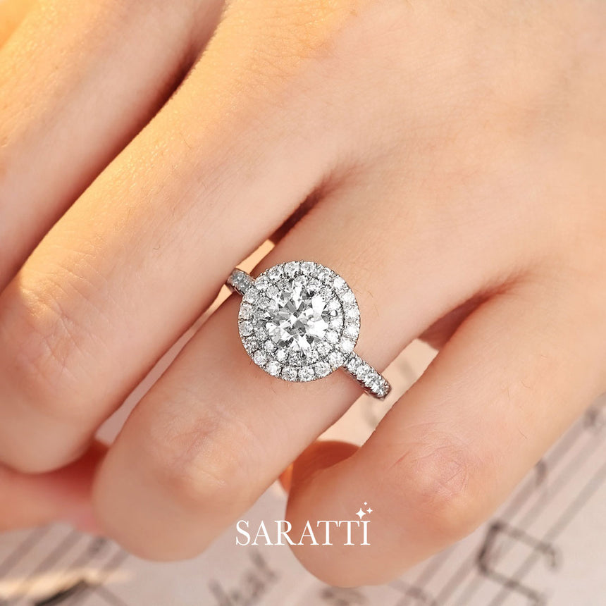 Genuine Diamond Engagement Ring with GIA Certificate in White Gold | Saratti Jewelry