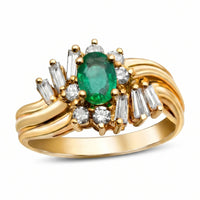 Triple Arc Radiance Natural Emerald & Diamond Ring