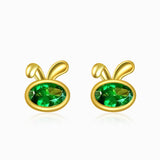 Tsavorite Bunny Stud Earrings | Saratti Fine Jewelry 