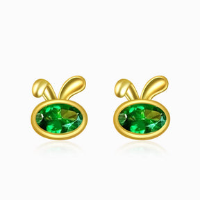 Tsavorite Bunny Stud Earrings | Saratti Fine Jewelry 
