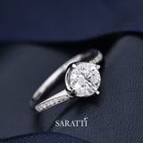 Four Prongs Solitiare with Round Cut Diamond Platinum Engagement Ring | Saratti