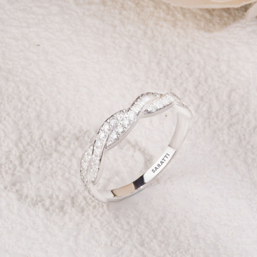 Twisted Vintage Diamond Eternity Band in 18K White Gold | Saratti 