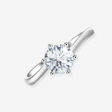 Round Natural Diamond Engagement Ring in 18k White Gold | Saratti Jewelry