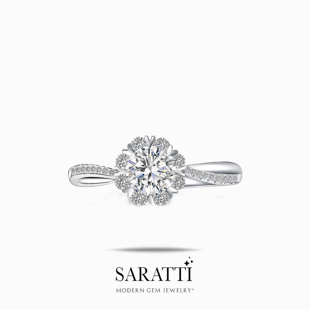 Elegant Diamond Twisted Shank Ring | Modern Gem Jewelry | Saratti
