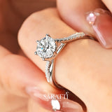 Six Prongs Platinum Diamond Engagement Ring | Saratti Jewelry