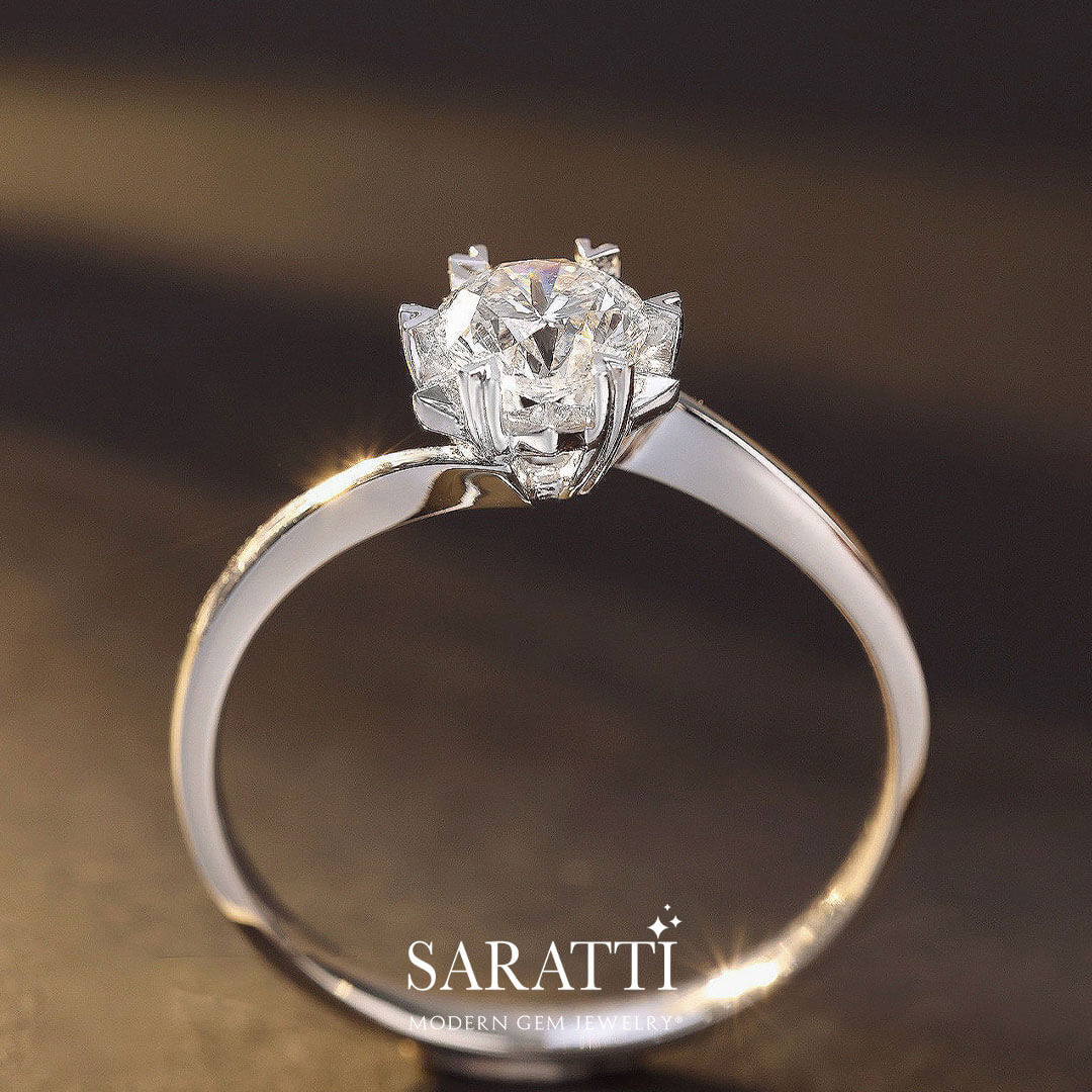 Engagement Ring with Twisted Shank | Modern Gem Jewelry | Saratti