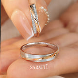 Twisted Two-Tone Wedding Band Set |  Saratti Jewelry