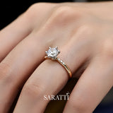 Unique Diamond Engagement Ring in Two Tone | 18K White & Yellow Gold - Saratti Jewelry