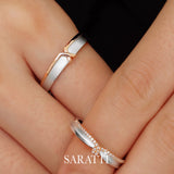 His & Hers Hearts Wedding Rings With Pavé Diamonds | Saratti