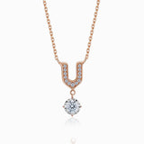U Shaped Diamond Chain Necklace in Rose Gold