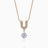 U Shaped Diamond Chain Necklace in Rose Gold